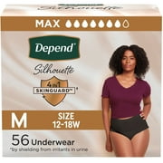 Depend Silhouette Women’s Incontinence \u0026 Postpartum Bladder Leak Underwear, M, 56 Count